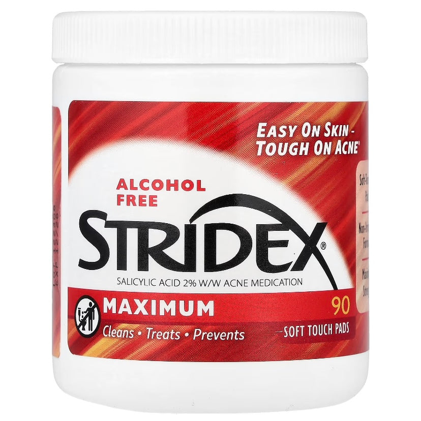 STRIDEX، التحكم في حب الشباب القوة القصوى، 90 قطعة قطنية