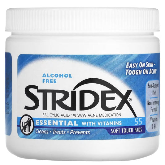 STRIDEX، القضاء على حب الشباب ، بدون كحول، 55 قطعة قطنية