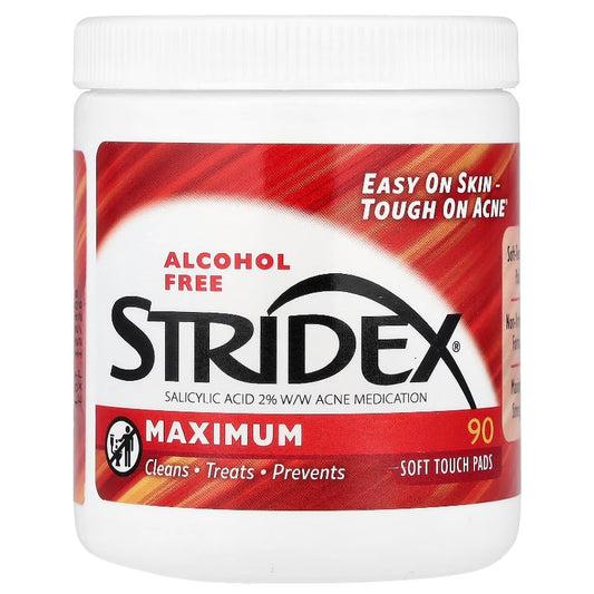 STRIDEX، التحكم في حب الشباب القوة القصوى، 90 قطعة قطنية 